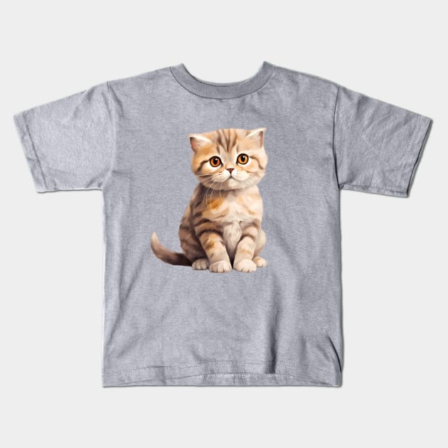 Scottish Fold cat Kids T-Shirt by VelvetEasel